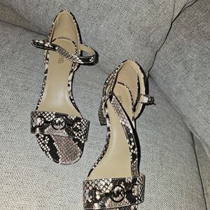 Michael Kors Black and Cream Snakeskin Heels